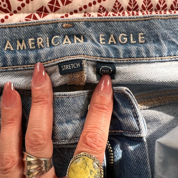 American Eagle Outfitters Light Blue Super High Rise Ankle Straight Jeans - Picture 4 of 5